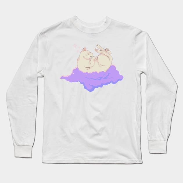 Sleepy Cat Lofi Long Sleeve T-Shirt by by Patricia White